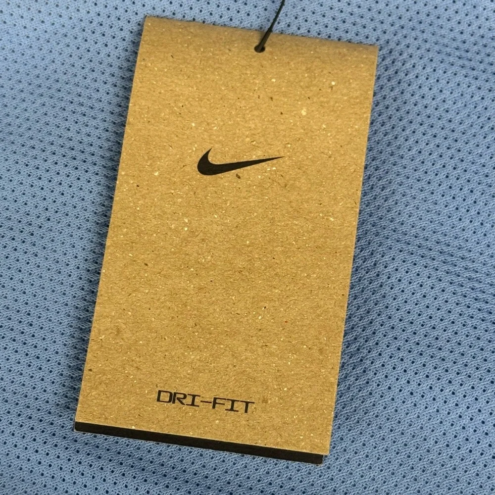 NWT Nike Dri-Fit Blue-White Vented Embroidered Short Sleeve Soccer Jersey Large